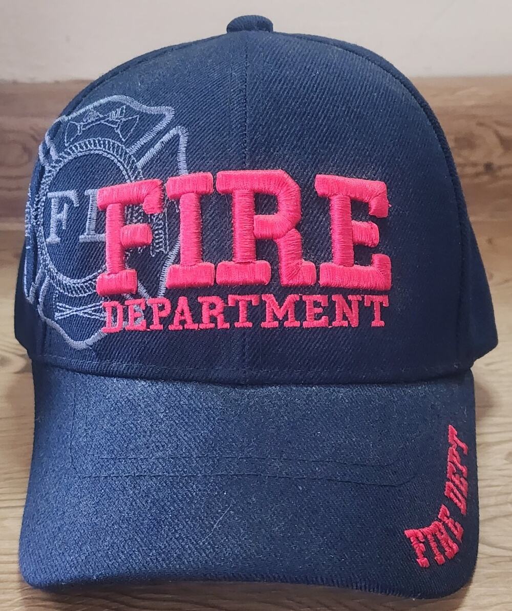Fire Department Baseball Cap Adult Adjustable Black & Red Firefighter Santo Cap